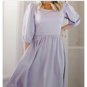 Ivy City Co Lavender Puff Sleeve Mini Dress Cottagecore Women XS